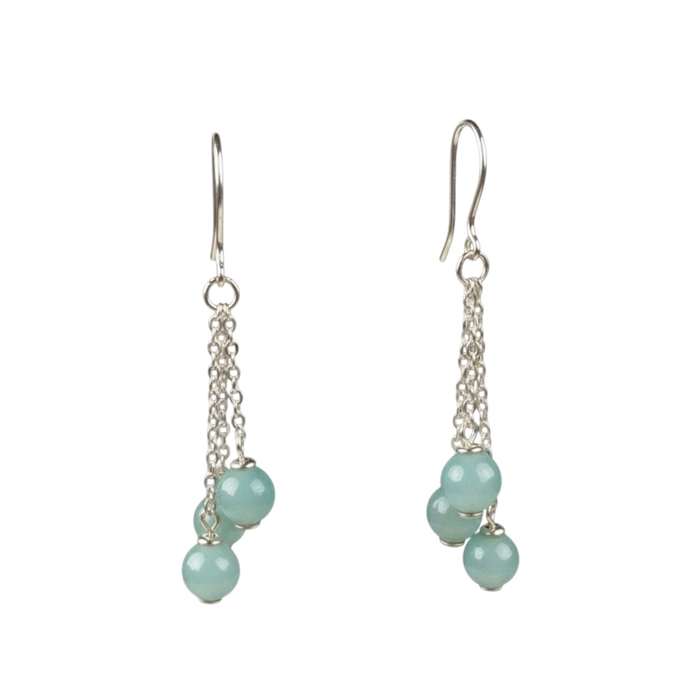 Srebrne naušnice-SE18926-aqua kalcedon